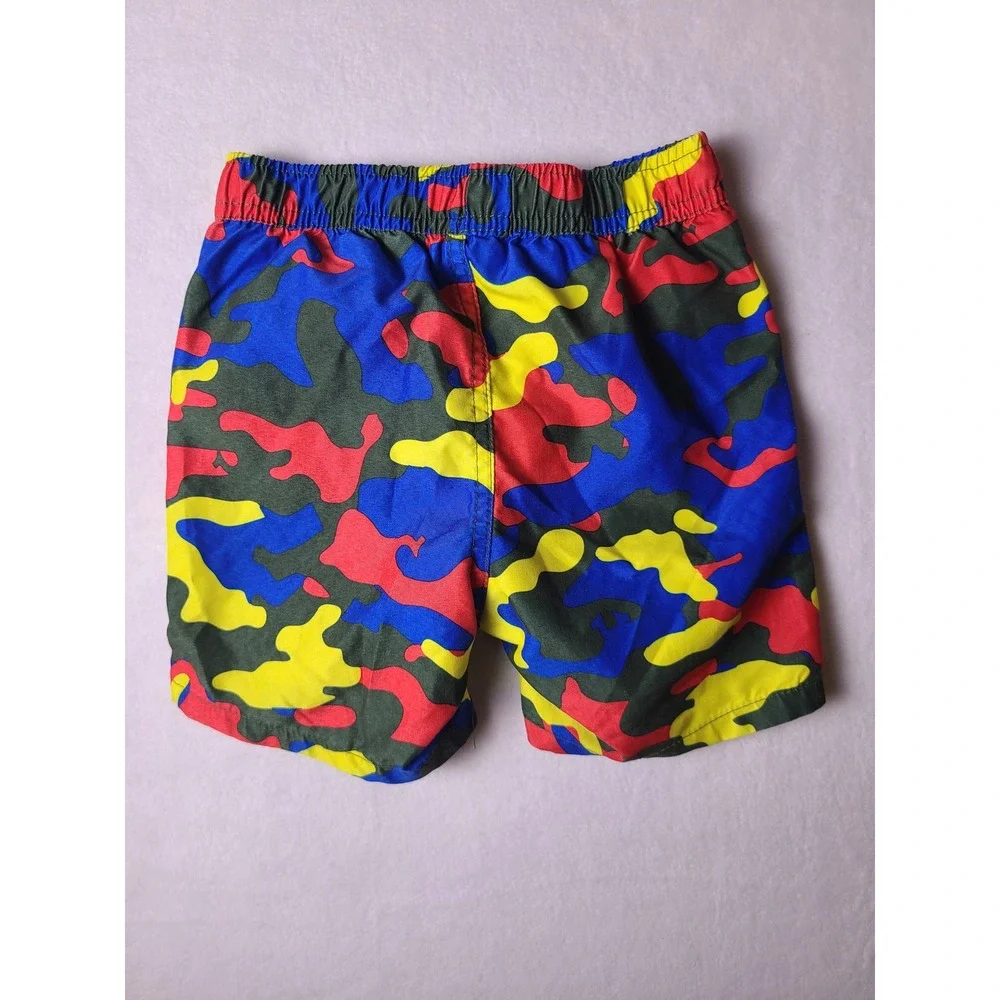 True Religion Swim Shorts Toddler 2T Multi-Color Camo Logo Mesh Lined Trunks